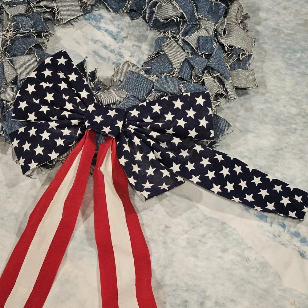 Handmade denim wreath